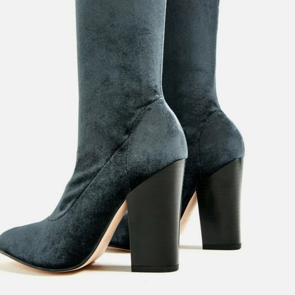 ZARA Over the knee velvet boots. Size 39 / US 8 - Picture 6 of 12